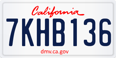 CA license plate 7KHB136