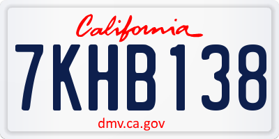 CA license plate 7KHB138