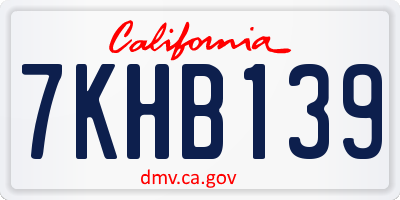 CA license plate 7KHB139