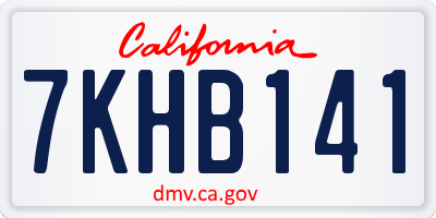 CA license plate 7KHB141