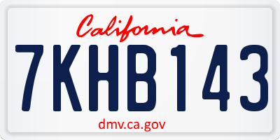 CA license plate 7KHB143
