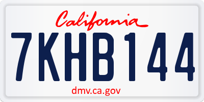 CA license plate 7KHB144