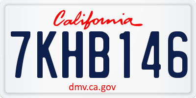 CA license plate 7KHB146