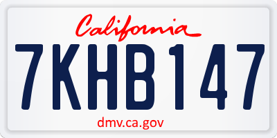 CA license plate 7KHB147