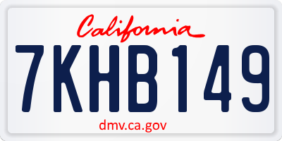 CA license plate 7KHB149