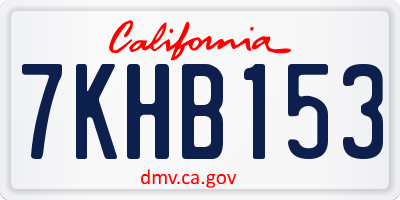 CA license plate 7KHB153