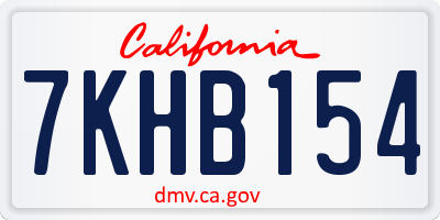 CA license plate 7KHB154
