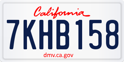 CA license plate 7KHB158