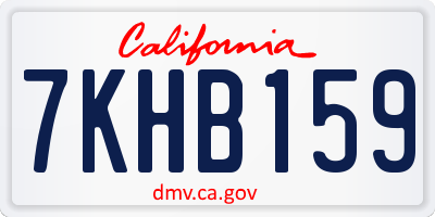 CA license plate 7KHB159