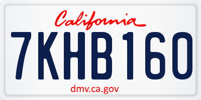 CA license plate 7KHB160