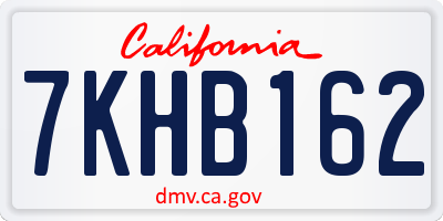 CA license plate 7KHB162
