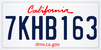 CA license plate 7KHB163