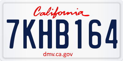 CA license plate 7KHB164