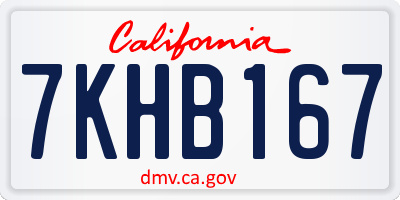CA license plate 7KHB167