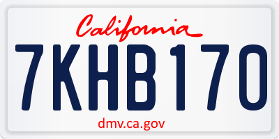 CA license plate 7KHB170