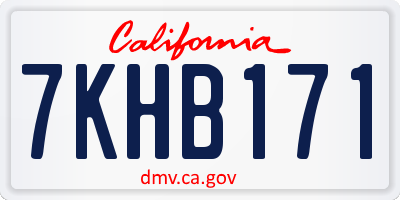 CA license plate 7KHB171