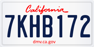 CA license plate 7KHB172