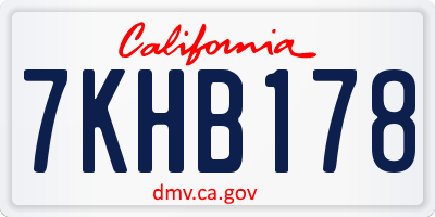 CA license plate 7KHB178