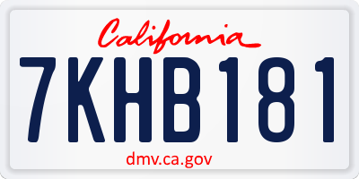 CA license plate 7KHB181