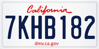 CA license plate 7KHB182