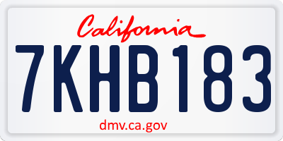 CA license plate 7KHB183