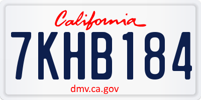 CA license plate 7KHB184