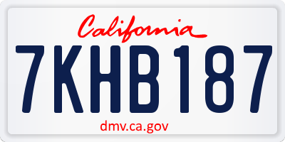 CA license plate 7KHB187