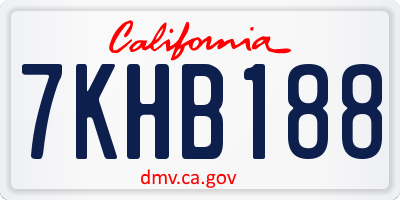 CA license plate 7KHB188