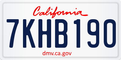 CA license plate 7KHB190