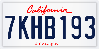 CA license plate 7KHB193