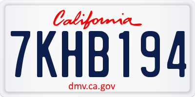 CA license plate 7KHB194