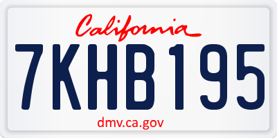 CA license plate 7KHB195