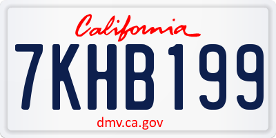 CA license plate 7KHB199