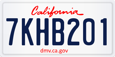 CA license plate 7KHB201