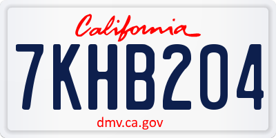 CA license plate 7KHB204