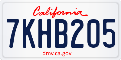 CA license plate 7KHB205