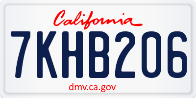 CA license plate 7KHB206