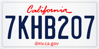 CA license plate 7KHB207
