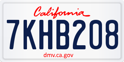 CA license plate 7KHB208