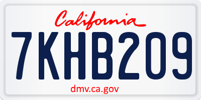 CA license plate 7KHB209