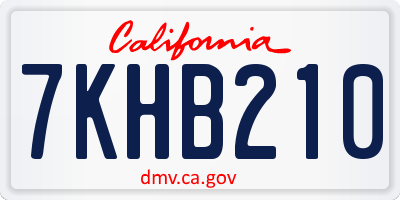 CA license plate 7KHB210