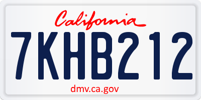 CA license plate 7KHB212