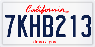 CA license plate 7KHB213