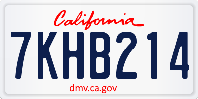 CA license plate 7KHB214