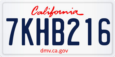 CA license plate 7KHB216