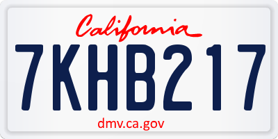 CA license plate 7KHB217