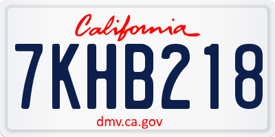 CA license plate 7KHB218