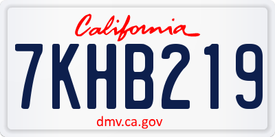 CA license plate 7KHB219