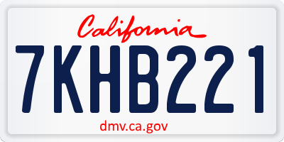 CA license plate 7KHB221