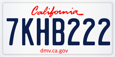 CA license plate 7KHB222